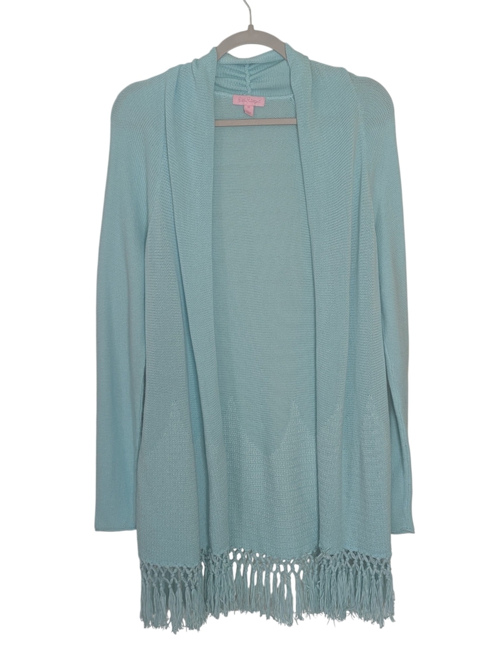 ✨Lilly Pulitzer Tatum Fringe Cardigan | Aqua Blue Open Front Sweater ✨